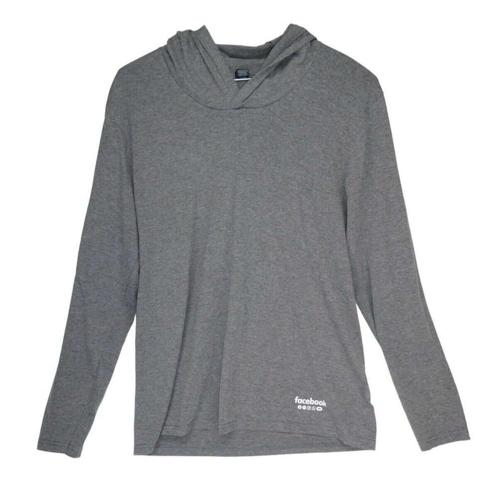 Facebook Employee Hooded Long Sleeve T-Shirt Mens‎ M Grey Meta